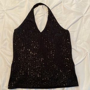 Cute black sequin halter top by Liz Claiborne.